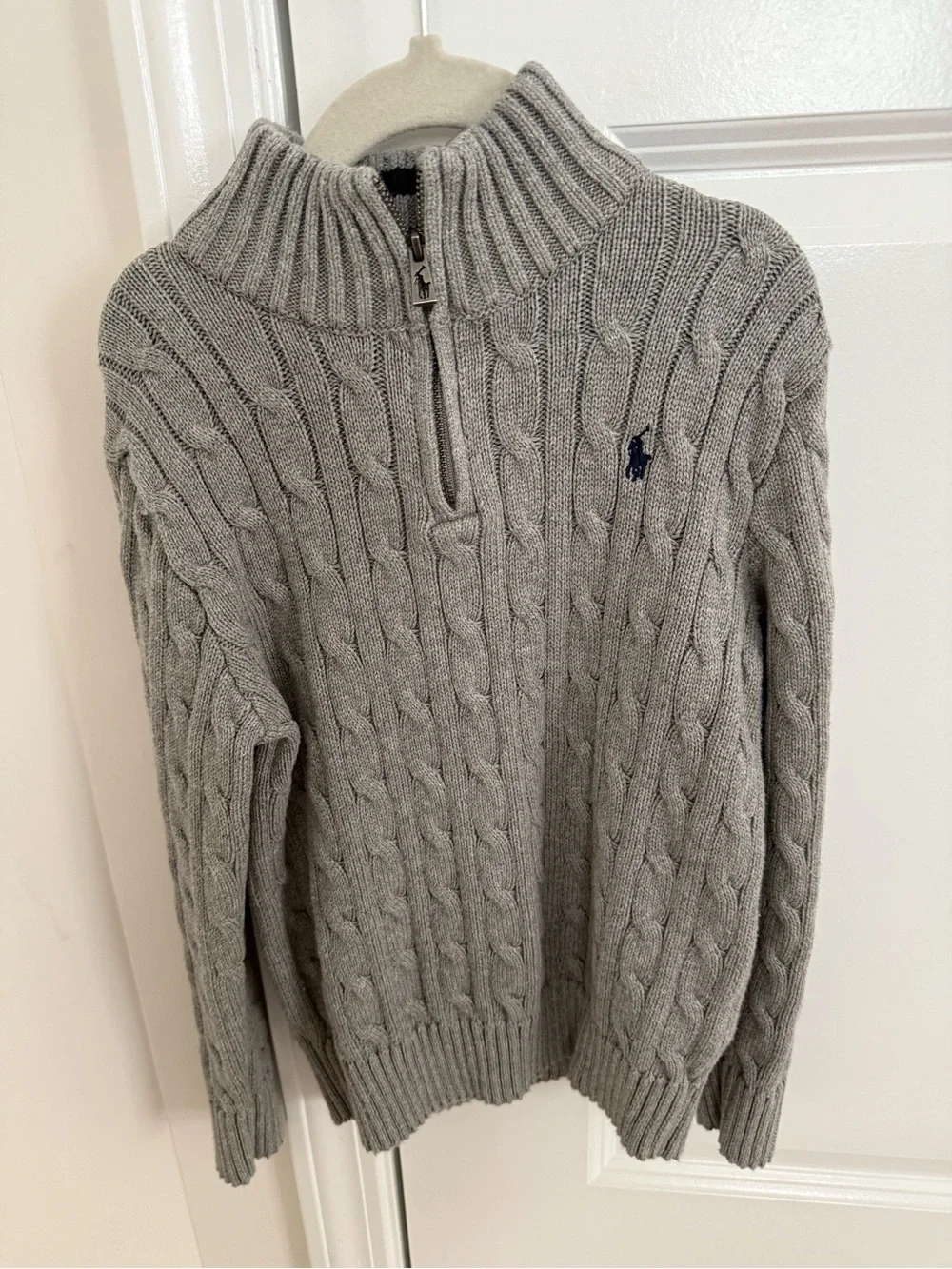 Ralph Lauren boys size 7 Cable-Knit Half-Zip Sweater — Gray